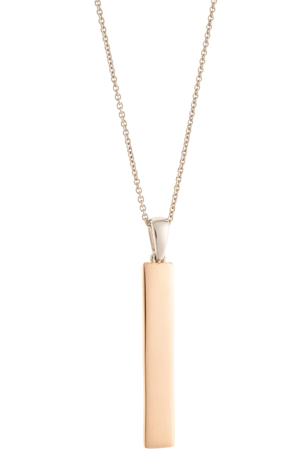 galway crystal Plain Bar Sterling Silver & Rose Gold Pendant