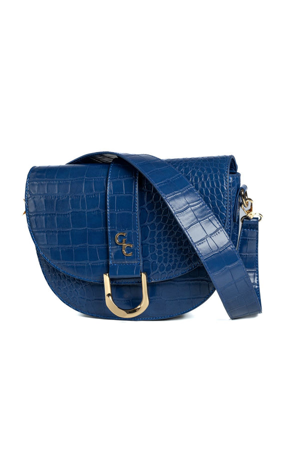galway crystal Saddle Bag - Atlantic Blue Croc Detail