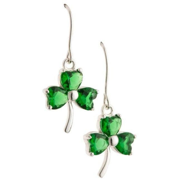 galway crystal Shamrock Green Crystal Sterling Silver Earrings