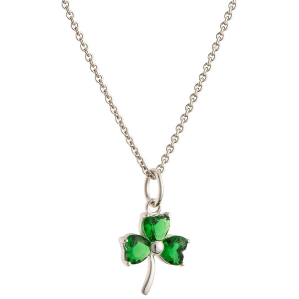 galway crystal Shamrock Green Crystal Sterling Silver Pendant