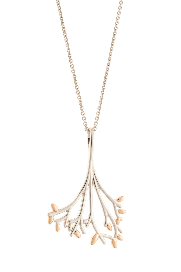 galway crystal Wildwood Sterling Silver & Rose Gold Pendant