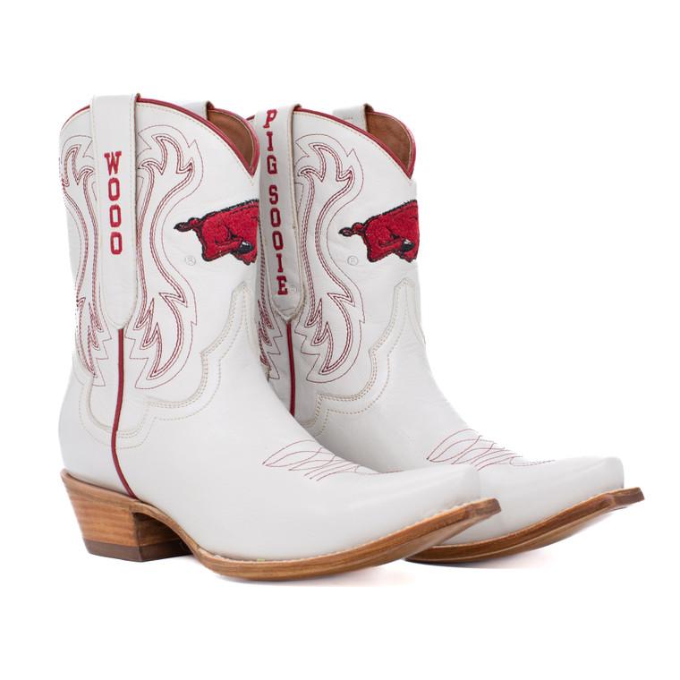 gameday boots Sarah - Gameday Women's Shorty Ivory Western Boot - Arkansas Razorbacks