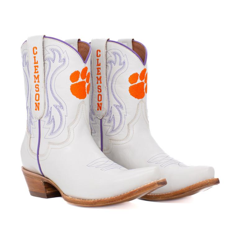 gameday boots Sarah - Gameday Women's Shorty Ivory Western Boot - Clemson Tigers