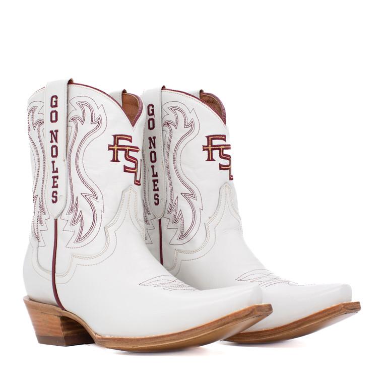 gameday boots Sarah - Gameday Women's Shorty Ivory Western Boot - Florida State Seminoles