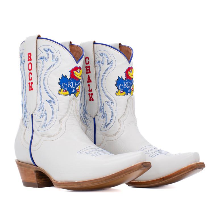 gameday boots Sarah - Gameday Women's Shorty Ivory Western Boot - Kansas Jayhawks
