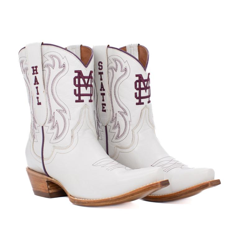 gameday boots Sarah - Gameday Women's Shorty Ivory Western Boot - Mississippi State Bulldogs