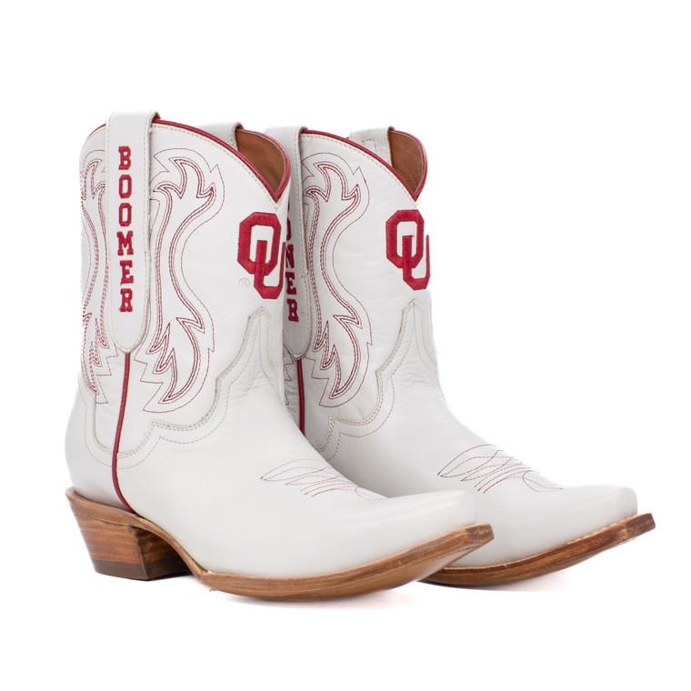 gameday boots Sarah - Gameday Women's Shorty Ivory Western Boot - Oklahoma Sooners