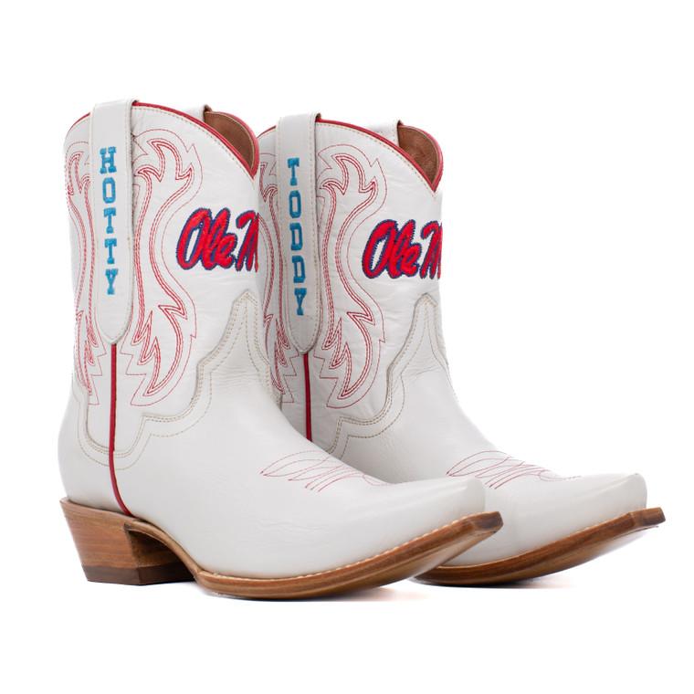 gameday boots Sarah - Gameday Women's Shorty Ivory Western Boot - Ole Miss Rebels