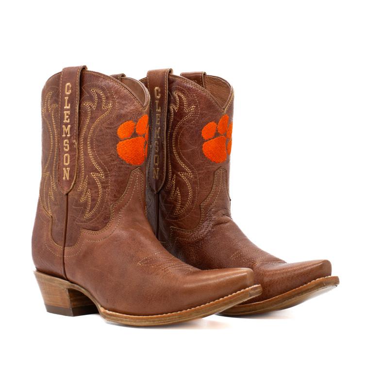 gameday boots Sarah - Gameday Women's Shorty Tan Western Boot - Clemson Tigers