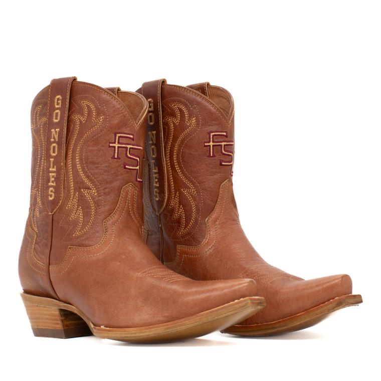 gameday boots Sarah - Gameday Women's Shorty Tan Western Boot - Florida State Seminoles