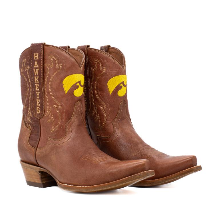 gameday boots Sarah - Gameday Women's Shorty Tan Western Boot - Iowa Hawkeyes