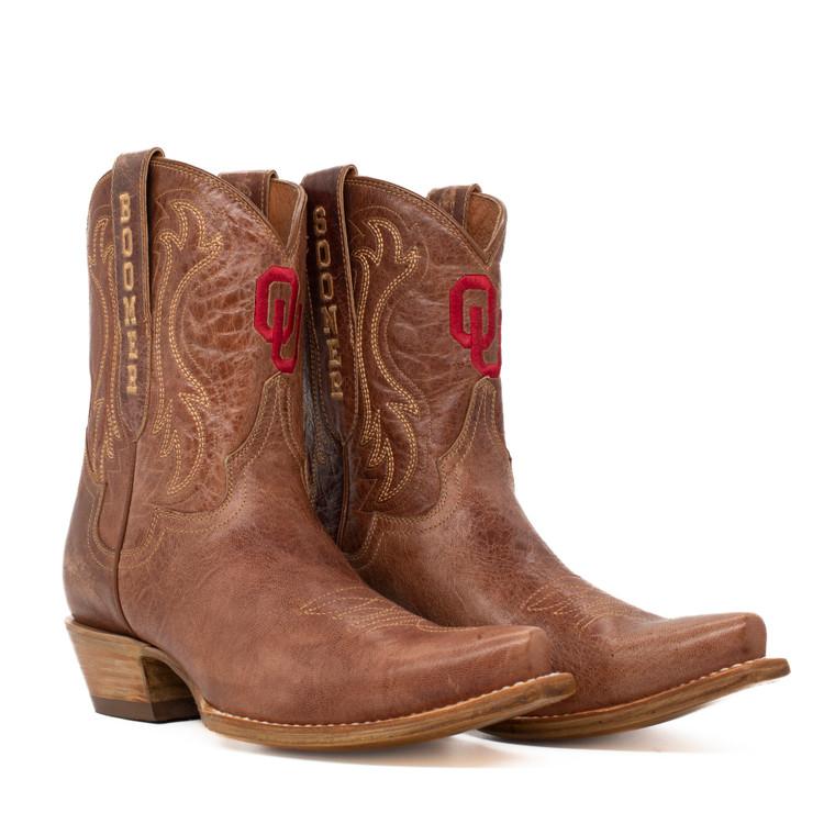 gameday boots Sarah - Gameday Women's Shorty Tan Western Boot - Oklahoma Sooners