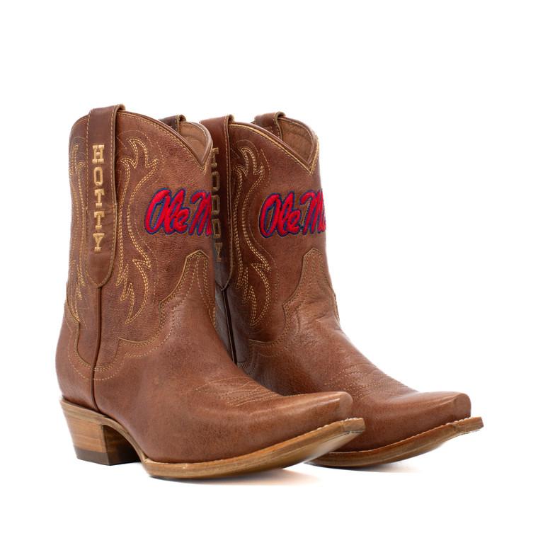gameday boots Sarah - Gameday Women's Shorty Tan Western Boot - Ole Miss Rebels