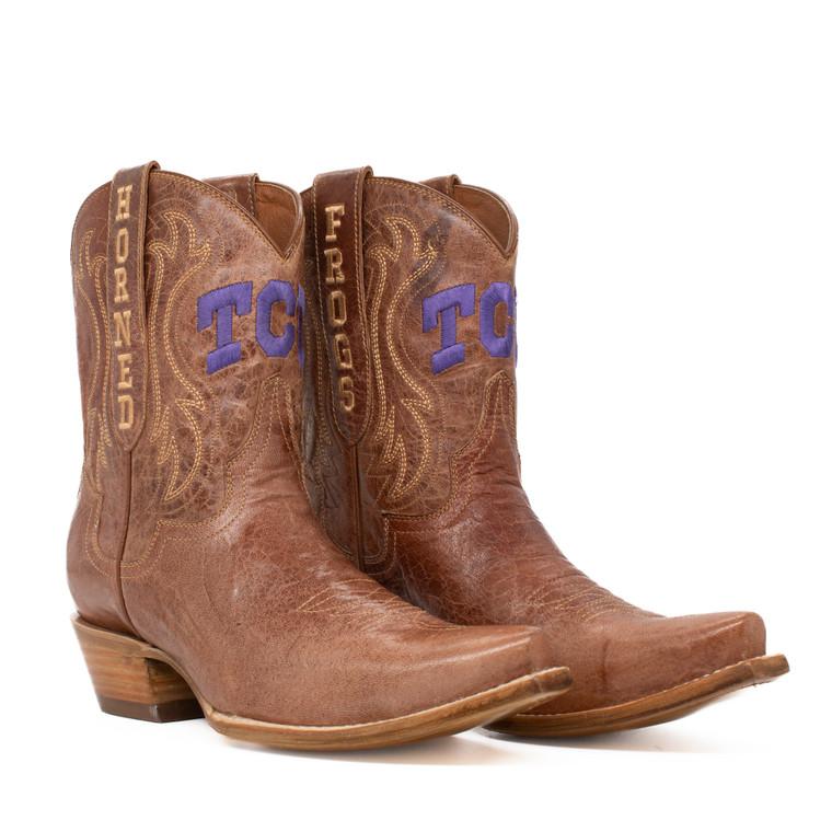 gameday boots Sarah - Gameday Women's Shorty Tan Western Boot - TCU Horned Frogs