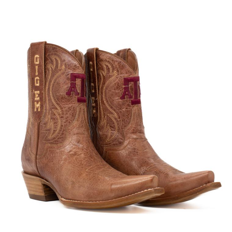 gameday boots Sarah - Gameday Women's Shorty Tan Western Boot - Texas A&M Aggies