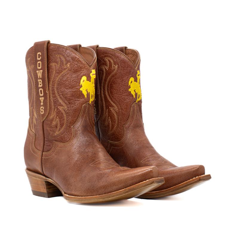gameday boots Sarah - Gameday Women's Shorty Tan Western Boot - Wyoming Cowboys