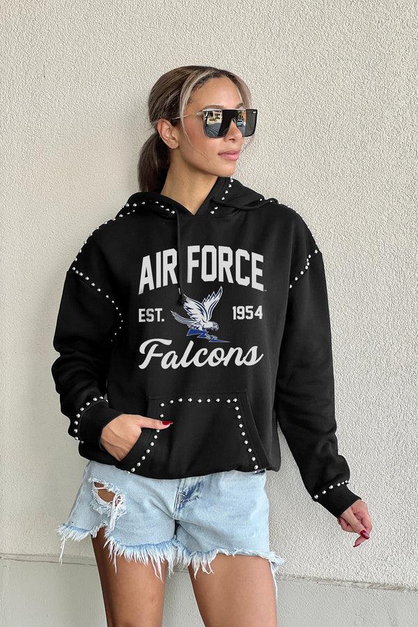 Gameday Couture AIR FORCE FALCONS HERE FOR IT STUDDED DETAIL FLEECE FRONT POCKET HOODIE