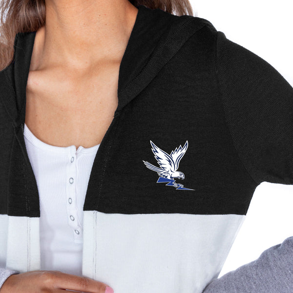 Gameday Couture AIR FORCE FALCONS INSIGNIA WOMEN'S LIGHTWEIGHT LONG SLEEVE HOODED CARDIGAN WITH OPEN FRONT AND BOLD COLORBLOCK DETAIL