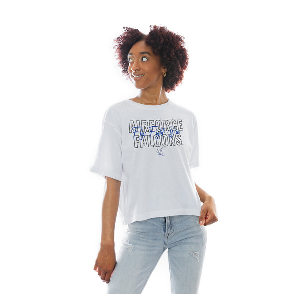 gameday couture AIR FORCE FALCONS KEEP PLAYING BOXY FIT WOMEN'S CROP TEE