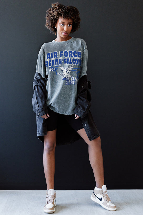 Gameday Couture AIR FORCE FALCONS KEEP THE LEAD OVERSIZED CREWNECK TEE