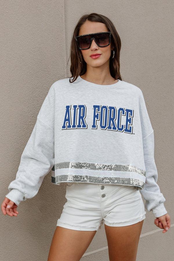 Gameday Couture AIR FORCE FALCONS PASS THE SHINE SEQUIN TRIM MID-CROP SWEATSHIRT
