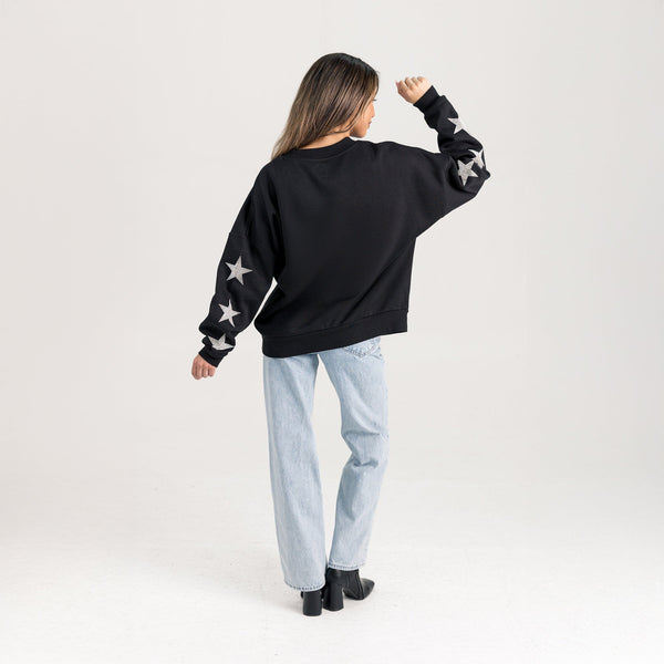 Gameday Couture AIR FORCE FALCONS PURE VICTORY EMBELLISHED STAR SLEEVE CREWNECK PULLOVER