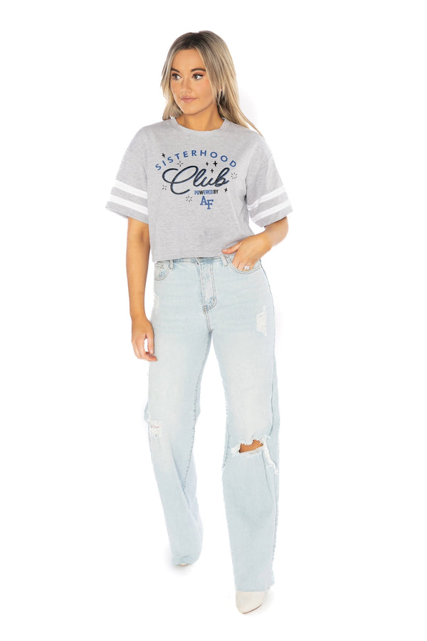 gameday couture AIR FORCE FALCONS SISTERHOOD CLUB DROP SHOULDER MID-CROP TEE