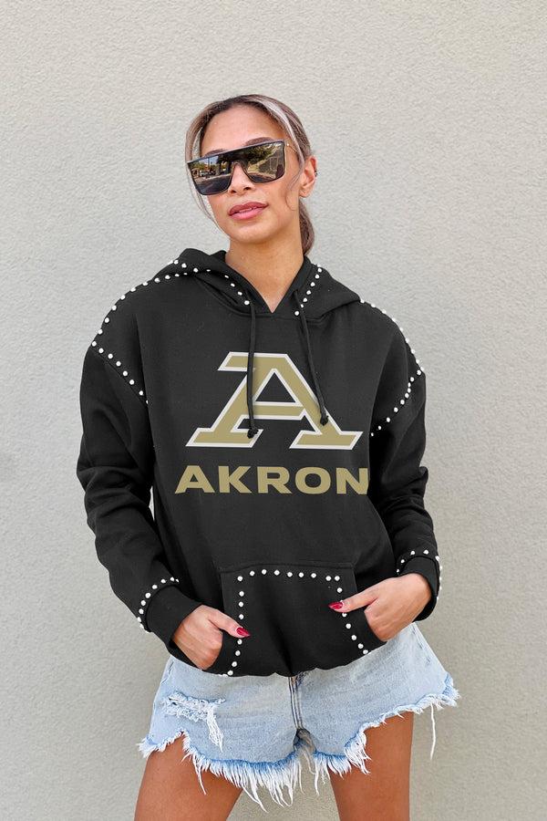 Gameday Couture AKRON ZIPS BELLE OF THE BALL STUDDED DETAIL FLEECE FRONT POCKET HOODIE