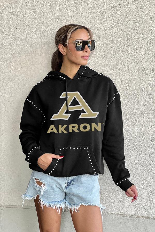Gameday Couture AKRON ZIPS BELLE OF THE BALL STUDDED DETAIL FLEECE FRONT POCKET HOODIE