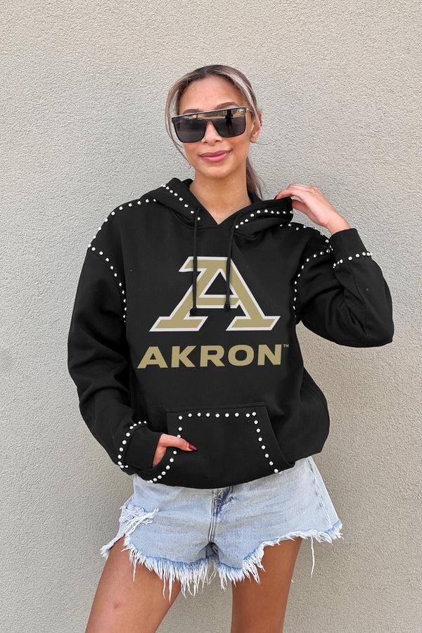 Gameday Couture AKRON ZIPS BELLE OF THE BALL STUDDED DETAIL FLEECE FRONT POCKET HOODIE
