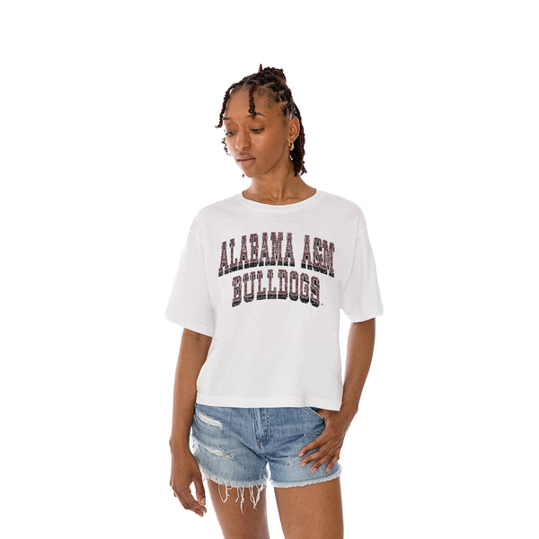 Gameday Couture ALABAMA A&M BULLDOGS CLAIM TO FAME BOXY FIT WOMEN'S CROPPED TEE