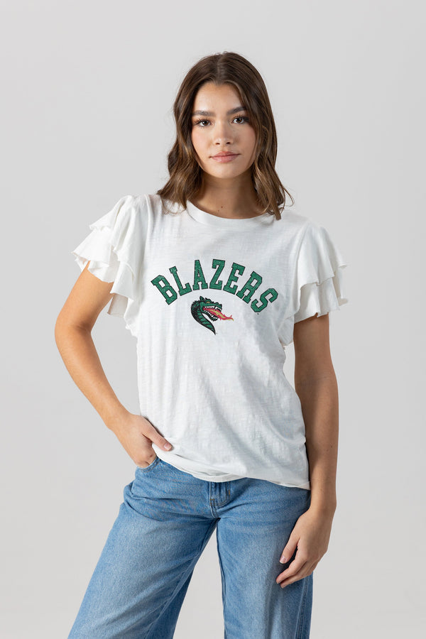 gameday couture ALABAMA AT BIRMINGHAM BLAZERS ALL IN TO WIN FLUTTER SLEEVE CREWNECK TOP