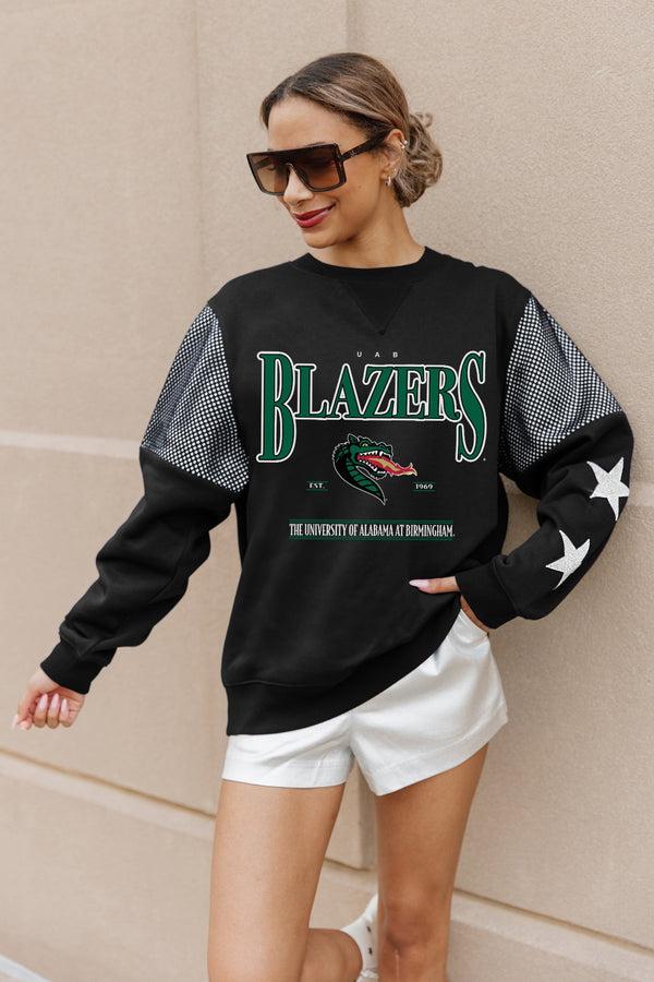Gameday Couture ALABAMA AT BIRMINGHAM BLAZERS SHINING SPIRIT CREWNECK FLEECE WITH JERSEY MESH CONTRAST SHOULDER SWEATSHIRT