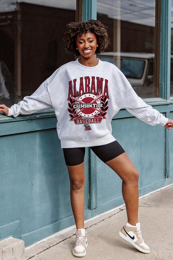 gameday couture ALABAMA CRIMSON TIDE BASES LOADED PREMIUM FLEECE DROP SHOULDER CREWNECK PULLOVER