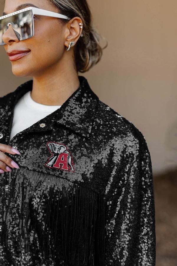 Gameday Couture ALABAMA CRIMSON TIDE ON THE FRINGE MIRRORBALL FRINGE SEQUIN JACKET