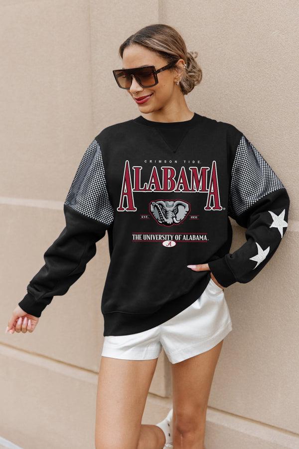 Gameday Couture ALABAMA CRIMSON TIDE SHINING SPIRIT CREWNECK FLEECE WITH JERSEY MESH CONTRAST SHOULDER SWEATSHIRT