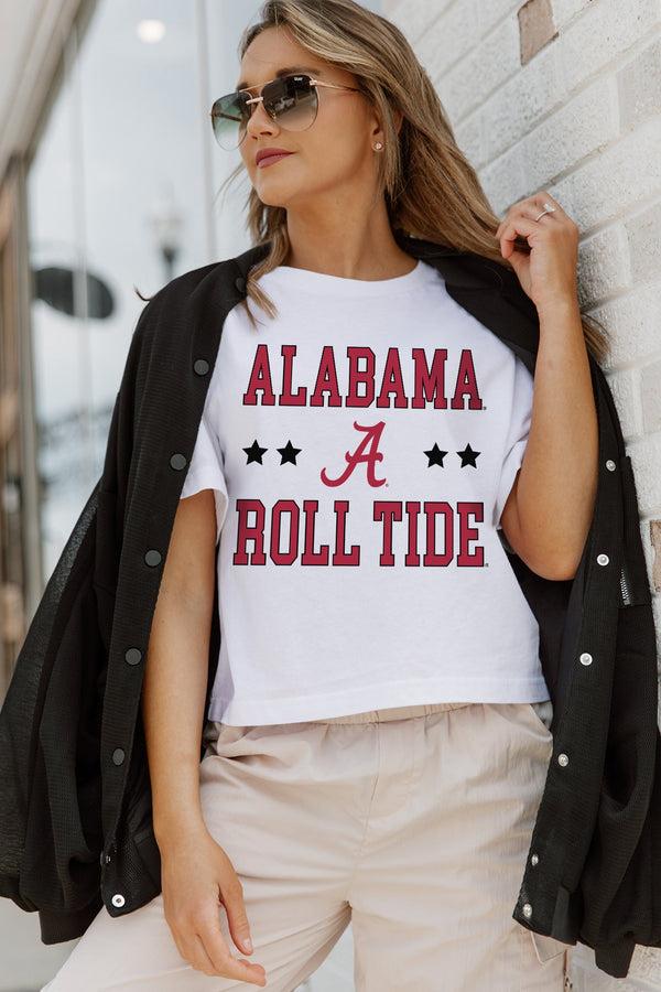 gameday couture ALABAMA CRIMSON TIDE TO THE POINT BOXY FIT WOMEN'S CROP TEE