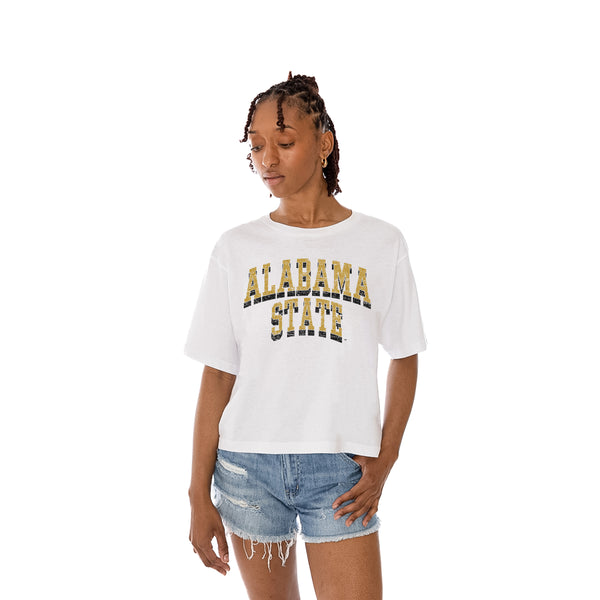 Gameday Couture ALABAMA STATE HORNETS CLAIM TO FAME BOXY FIT WOMEN'S CROPPED TEE