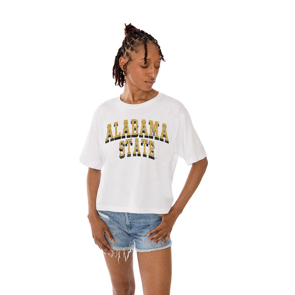 gameday couture ALABAMA STATE HORNETS CLAIM TO FAME BOXY FIT WOMEN'S CROPPED TEE