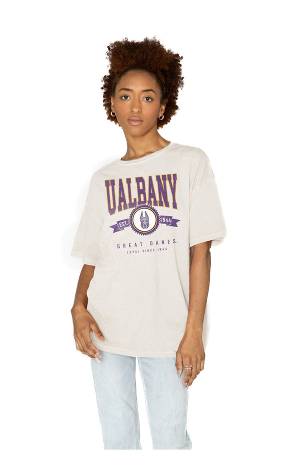 gameday couture ALBANY GREAT DANES GET GOIN' OVERSIZED CREW NECK TEE