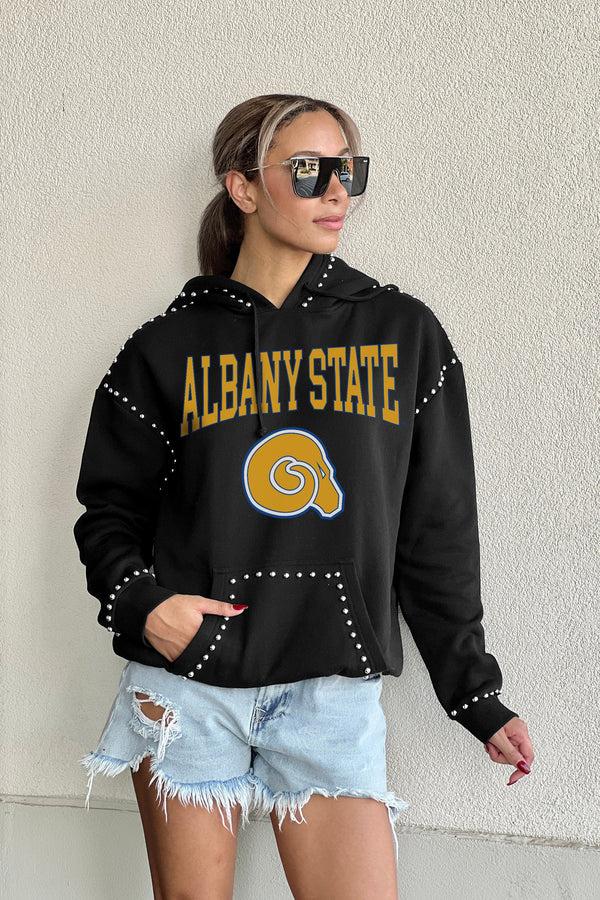 Gameday Couture ALBANY STATE GOLDEN RAMS BELLE OF THE BALL STUDDED DETAIL FLEECE FRONT POCKET HOODIE
