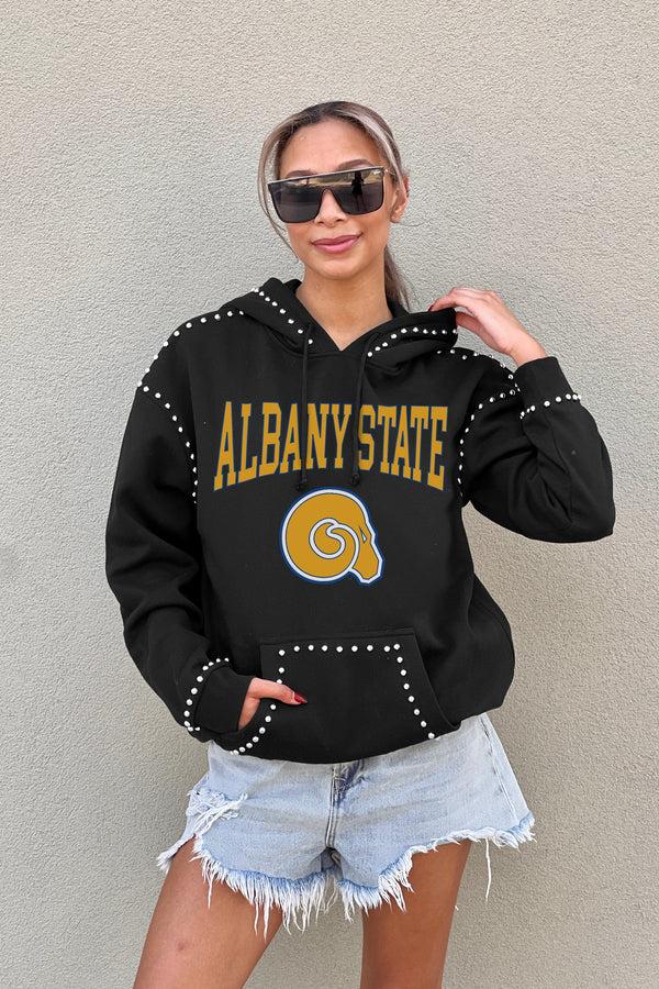 Gameday Couture ALBANY STATE GOLDEN RAMS BELLE OF THE BALL STUDDED DETAIL FLEECE FRONT POCKET HOODIE
