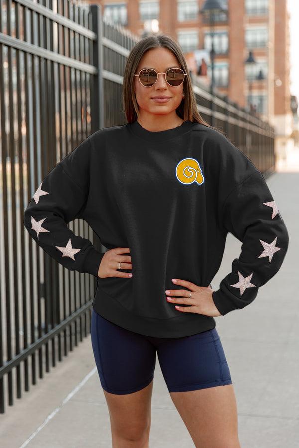 Gameday Couture ALBANY STATE GOLDEN RAMS DEDICATION EMBELLISHED STAR SLEEVE CREWNECK PULLOVER