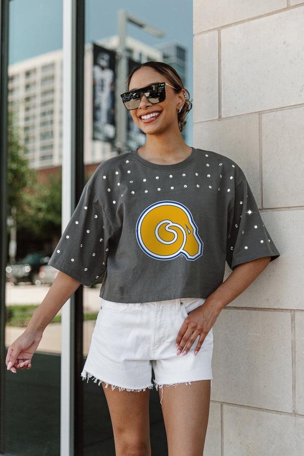 gameday couture ALBANY STATE GOLDEN RAMS MAKING MOVES ALL-OVER RHINESTONE CROPPED TEE WITH YOKE