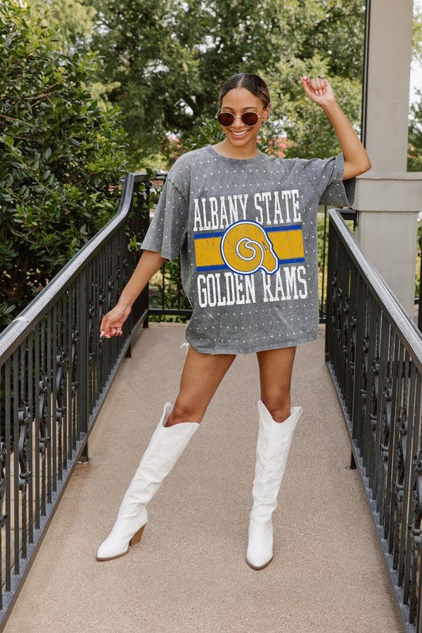 gameday couture ALBANY STATE GOLDEN RAMS ON THE BALL MINI RHINESTONE SHORT SLEEVE CLASSIC TEE