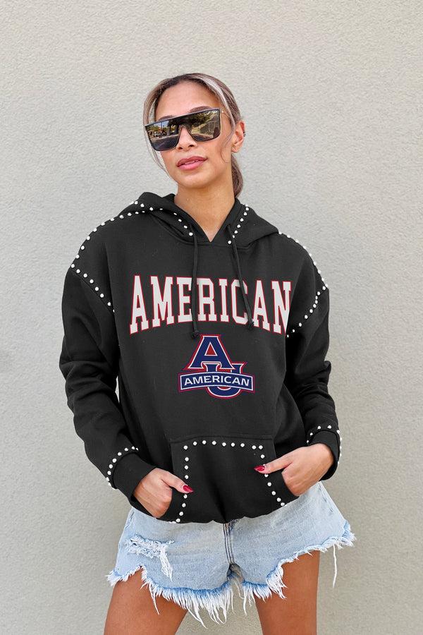 Gameday Couture AMERICAN UNIVERSITY EAGLES BELLE OF THE BALL STUDDED DETAIL FLEECE FRONT POCKET HOODIE