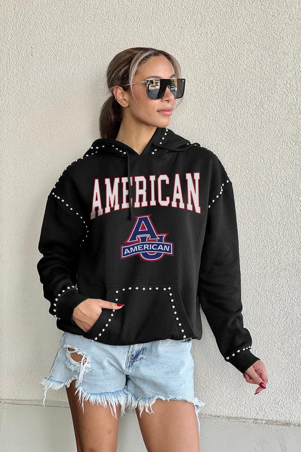 Gameday Couture AMERICAN UNIVERSITY EAGLES BELLE OF THE BALL STUDDED DETAIL FLEECE FRONT POCKET HOODIE