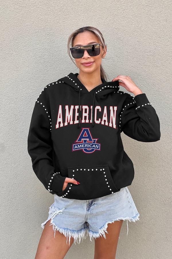 Gameday Couture AMERICAN UNIVERSITY EAGLES BELLE OF THE BALL STUDDED DETAIL FLEECE FRONT POCKET HOODIE