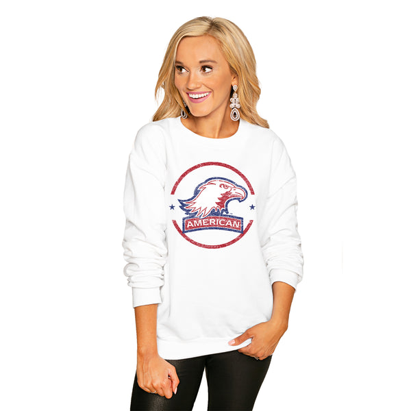 gameday couture AMERICAN UNIVERSITY EAGLES "END ZONE" PERFECT COZY CREW SWEATSHIRT