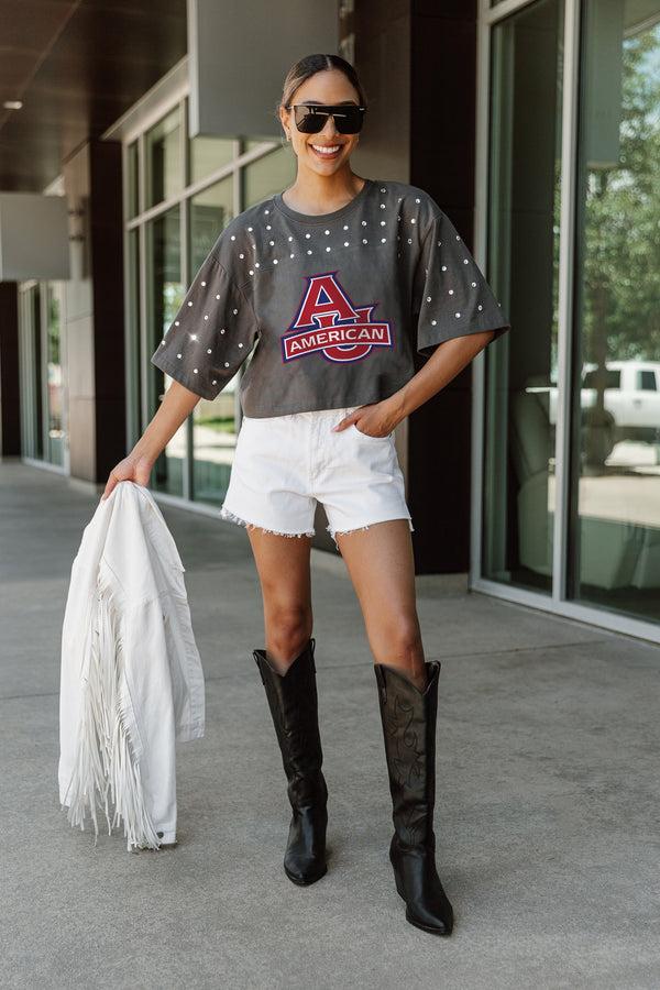 Gameday Couture AMERICAN UNIVERSITY EAGLES MAKING MOVES ALL-OVER RHINESTONE CROPPED TEE WITH YOKE